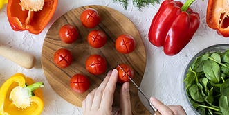 Score the tomatoes for easy peeling